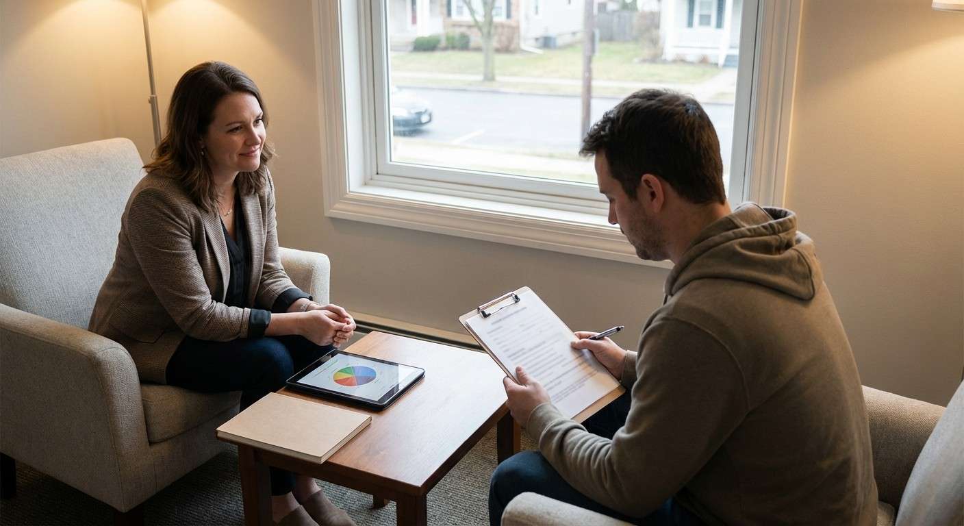 یک جلسه مشاوره امن و محرمانه بین یک درمانگر و مراجع.