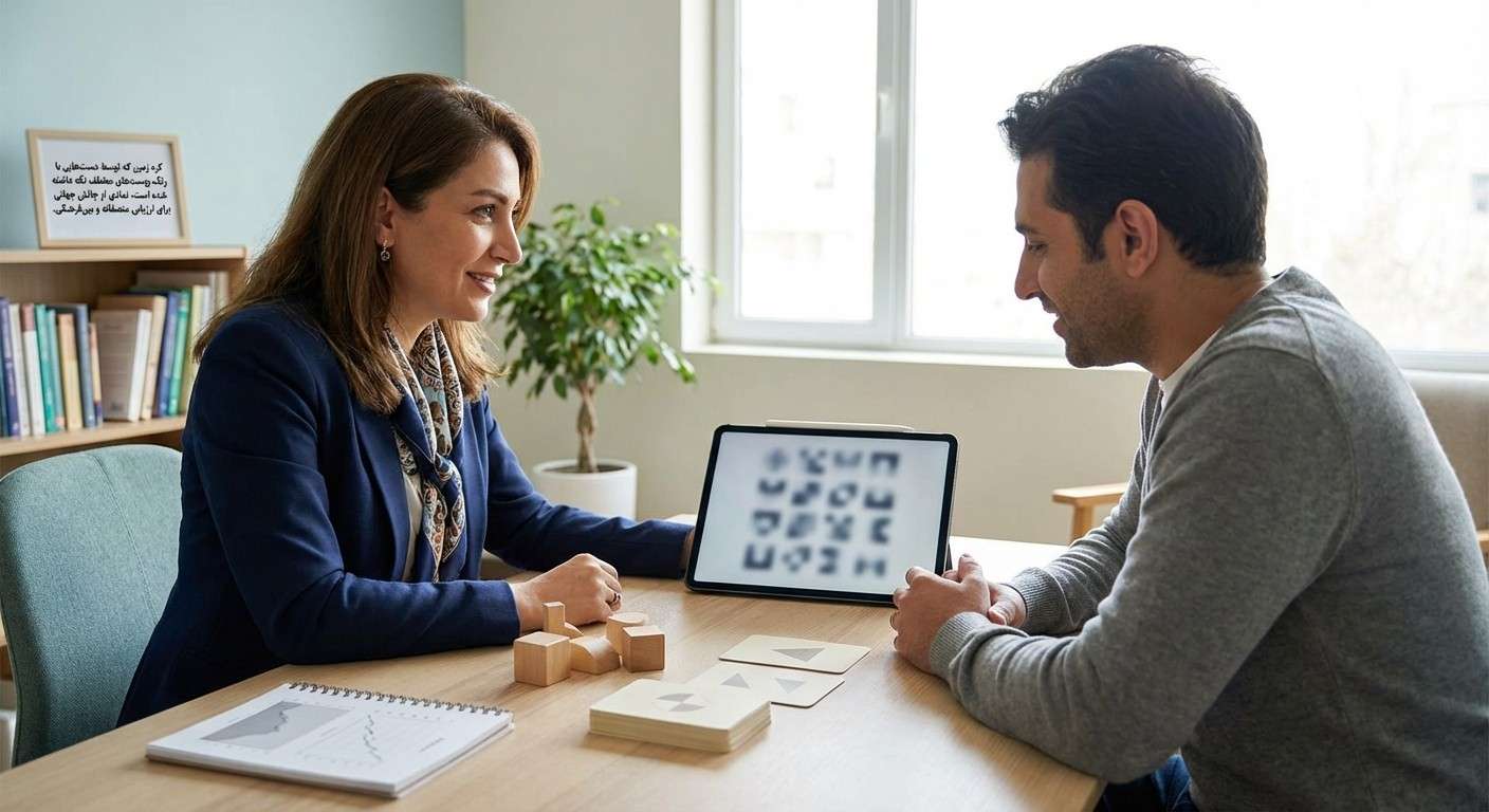 کره زمین که توسط دست‌هایی با رنگ پوست‌های مختلف نگه داشته شده است، نمادی از چالش جهانی برای ارزیابی منصفانه و بین‌فرهنگی.