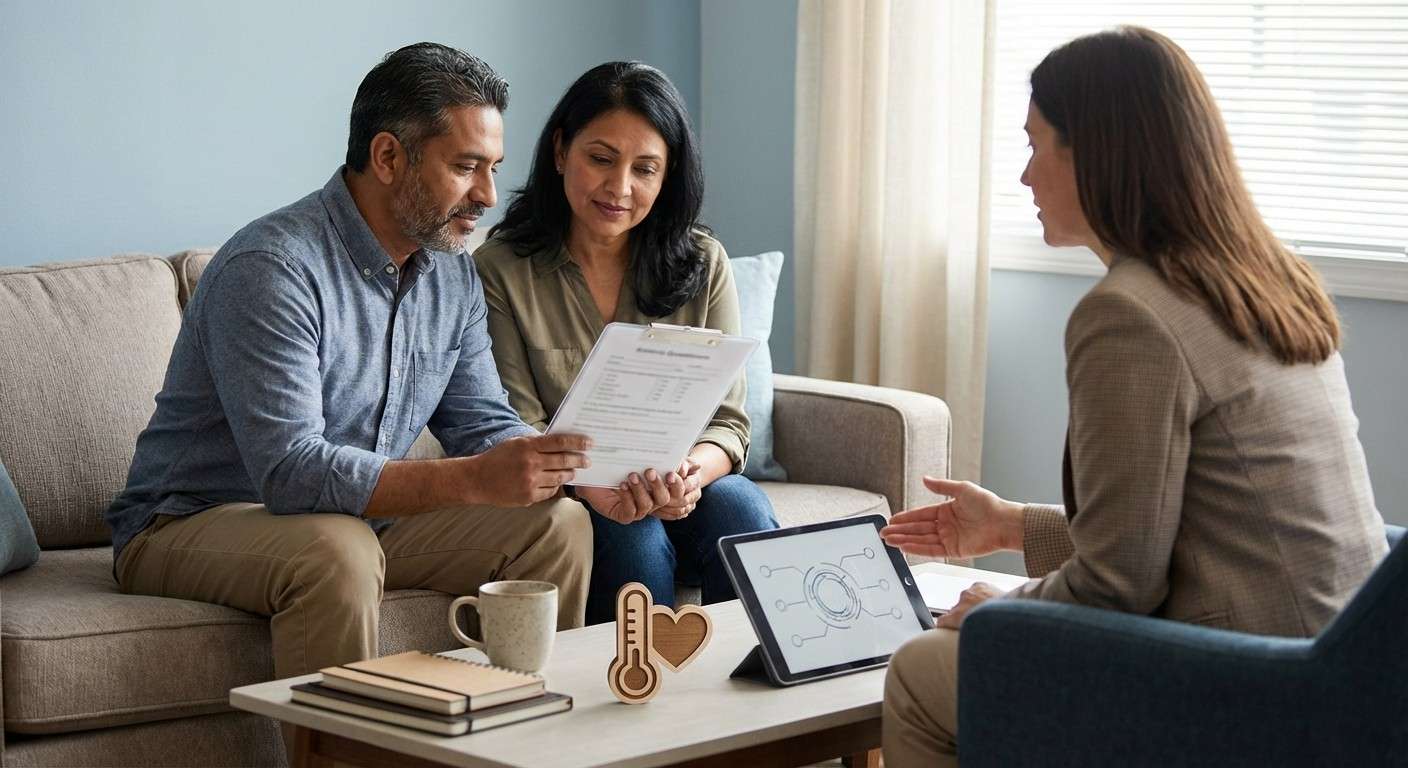 یک دماسنج دقیق که در حال اندازه‌گیری دمای یک قلب است، به عنوان نمادی از سنجش دقیق «حال خوب» رابطه توسط شاخص CSI.