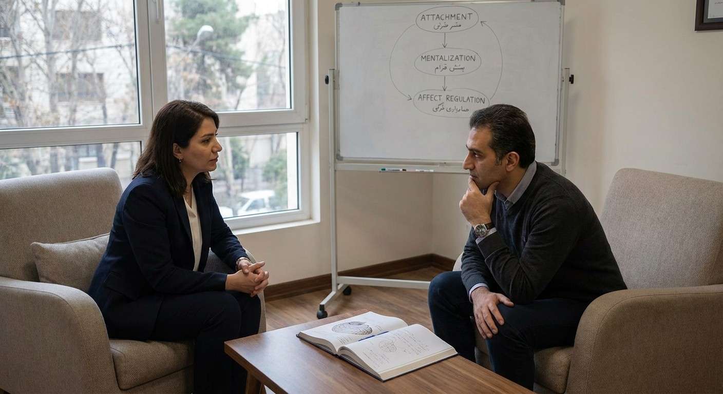 تصویری مفهومی که یک چهره با اعتماد به نفس و آرام را در مقابل یک چهره ترک‌خورده و شکننده نشان می‌دهد، نماد تفاوت خودشیفتگی سالم و ناسالم.