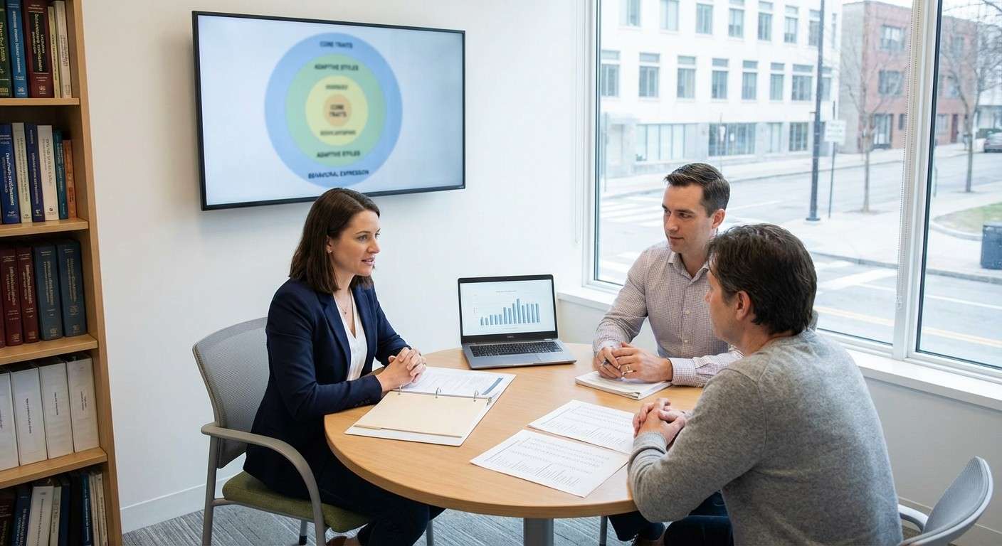 یک نمودار انتزاعی که لایه‌های مختلف شخصیت را نشان می‌دهد، از هسته مرکزی تا لایه‌های بیرونی رفتار.