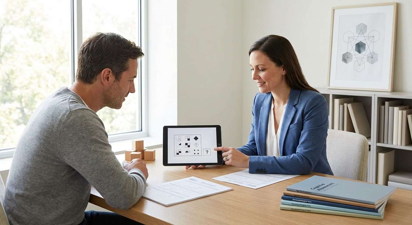 تصویر مفهومی که اشکال و الگوهای انتزاعی را در حال اتصال به یکدیگر نشان می‌دهد، نمادی از هوش سیال و تشخیص الگو.