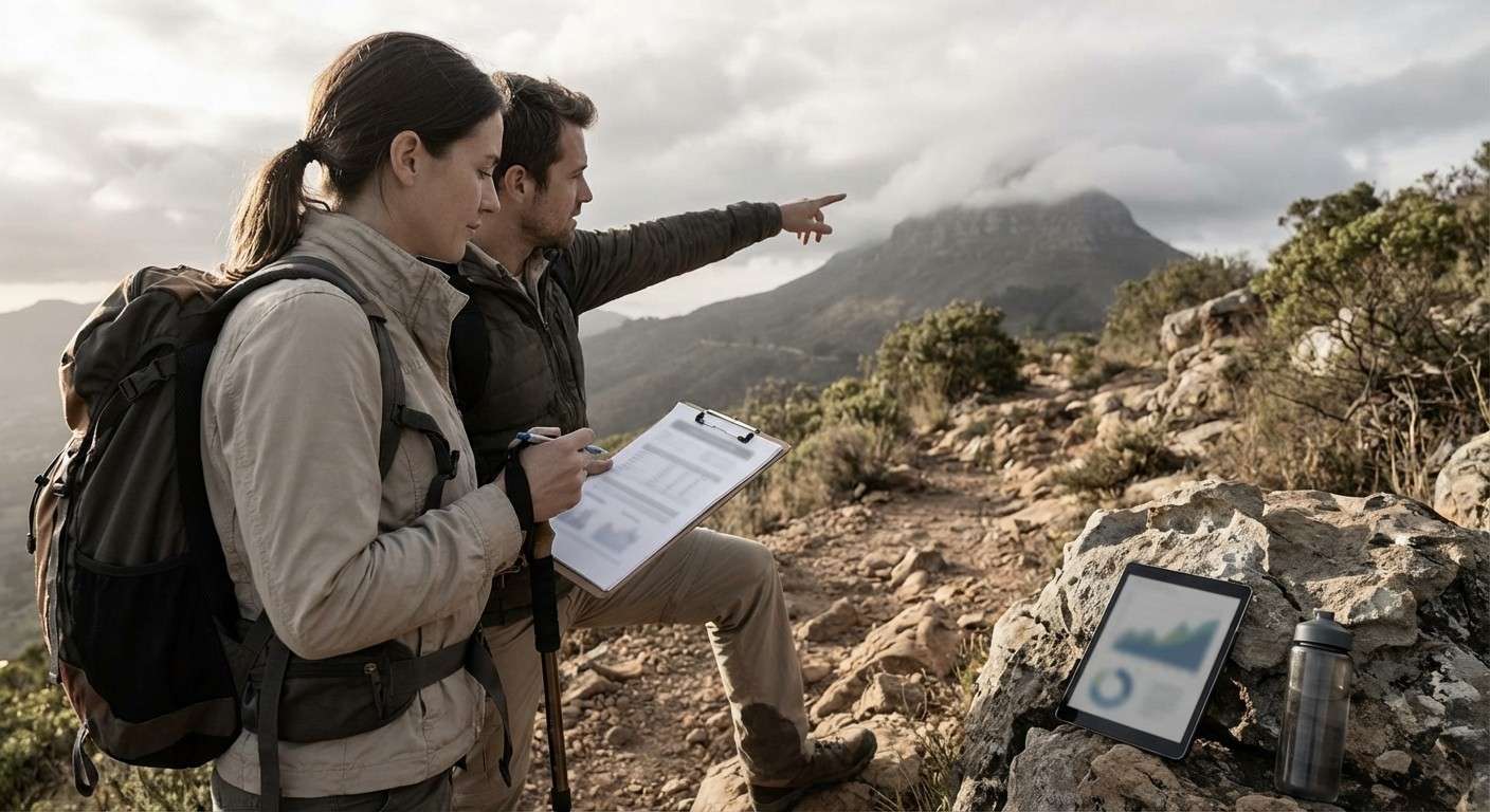 فردی در حال بالا رفتن از یک کوه که نماد رشد شخصی و غلبه بر چالش‌ها برای رسیدن به هدف است.