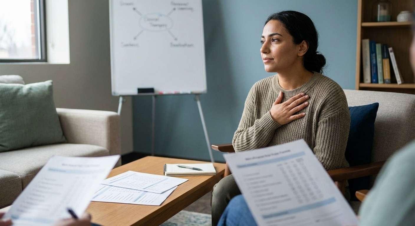 فردی که با مهربانی دست خود را روی قلبش گذاشته و چهره‌ای آرام دارد، نماد رابطه سالم با خود.