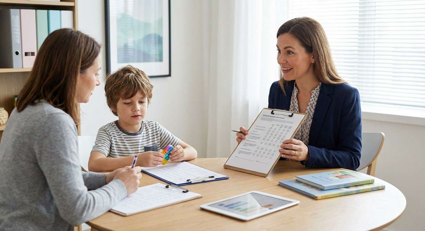 یک چک‌لیست که بخش‌های مختلفی برای توجه، رفتار و عملکرد تحصیلی دارد.