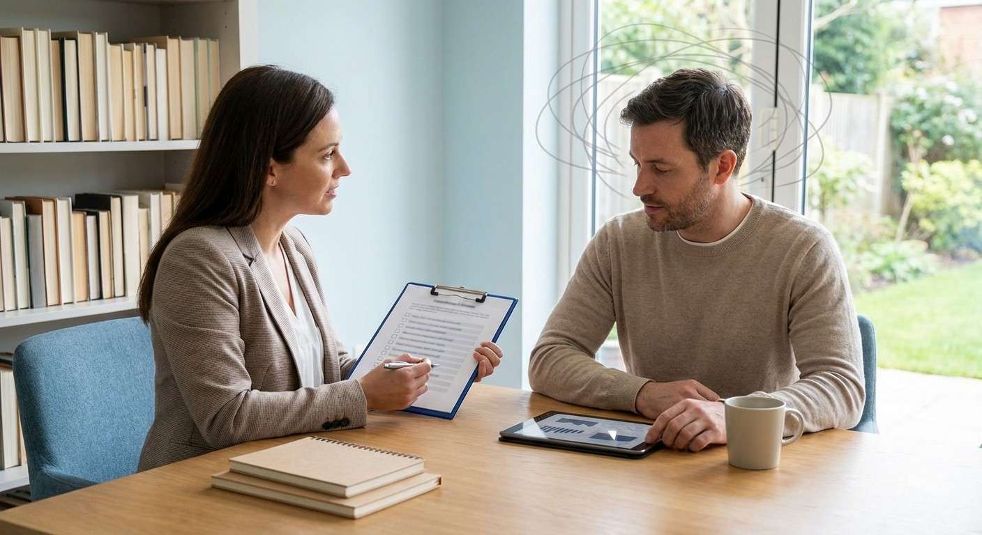 نمایی مفهومی از آشفتگی تفکر که در آن افکار به صورت خطوط درهم و نامنظم نمایش داده شده‌اند.