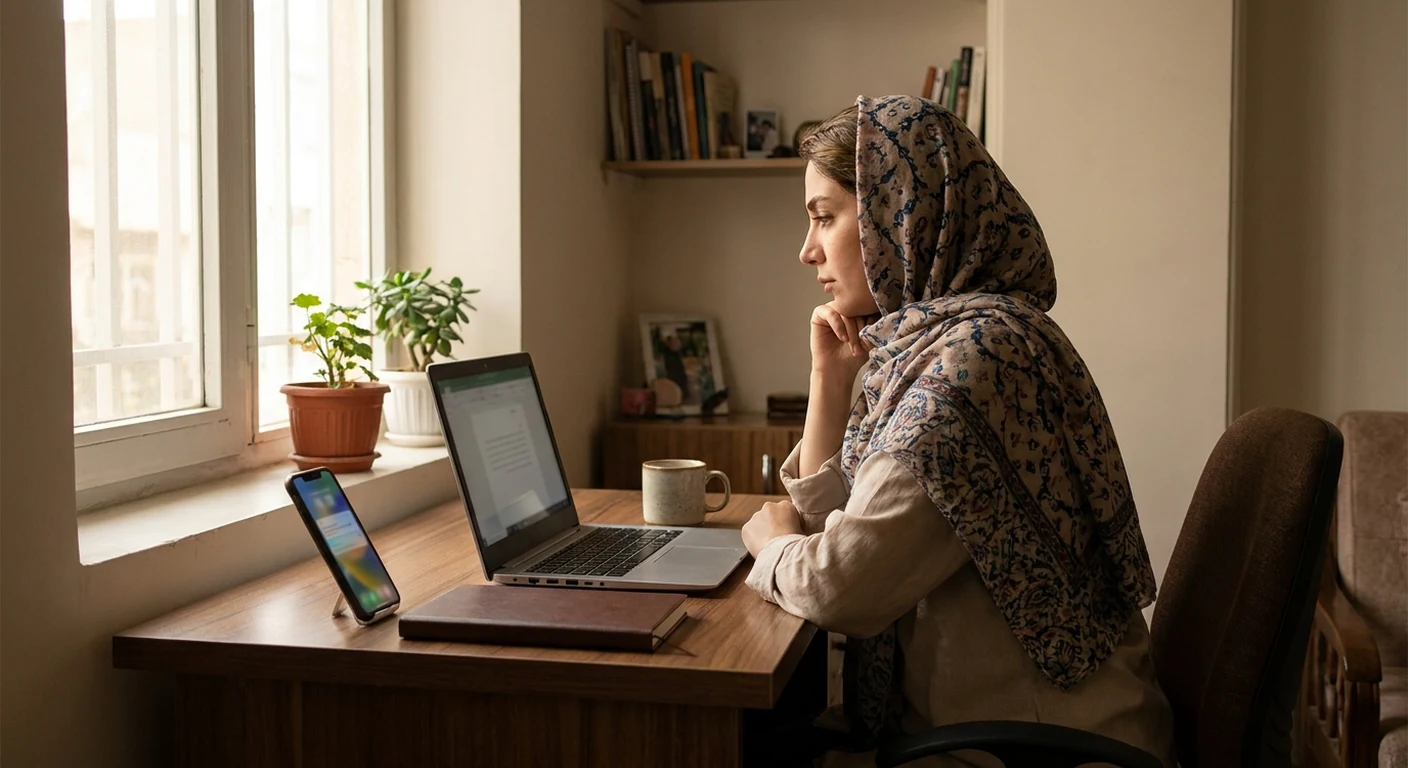 میز کار مرتب و خلوت با نور طبیعی و یک گیاه کوچک که به عنوان بخشی از پناهگاه تمرکز فیزیکی عمل میکند.