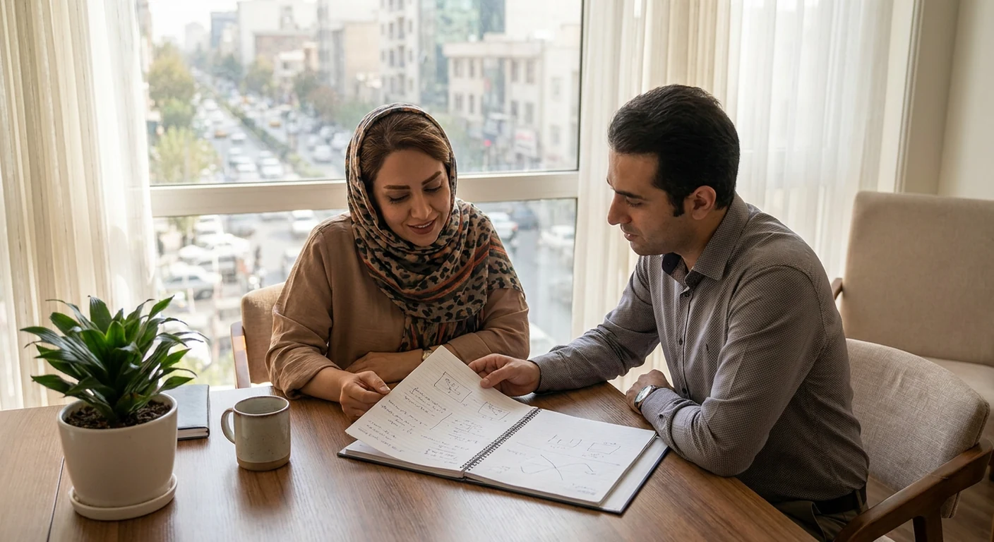 فردی که در میان یک محیط شلوغ و پر هرج و مرج، با تمرکز بر روی یک کار ساده مانند نوشتن یا نوشیدن چای، یک فضای آرام شخصی برای خود ایجاد کرده است.