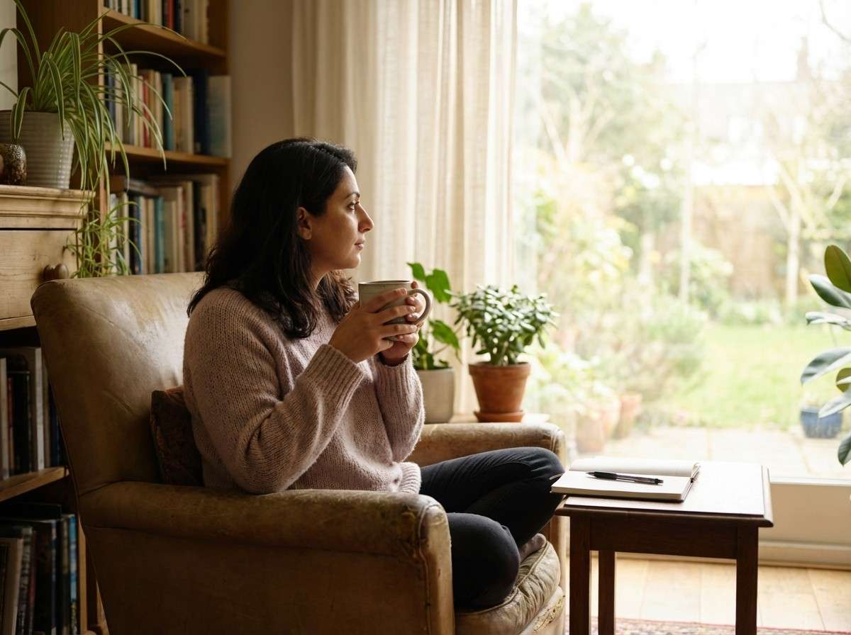 تصویری نمادین از فردی که از میان مه غلیظ به سمت نور و روشنایی حرکت می‌کند، نماد خروج از افسردگی.