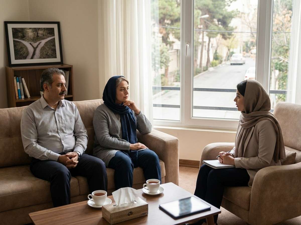 یک مسیر که به دو راه مجزا تقسیم می‌شود، نمادی از دوراهی تصمیم‌گیری برای طلاق.