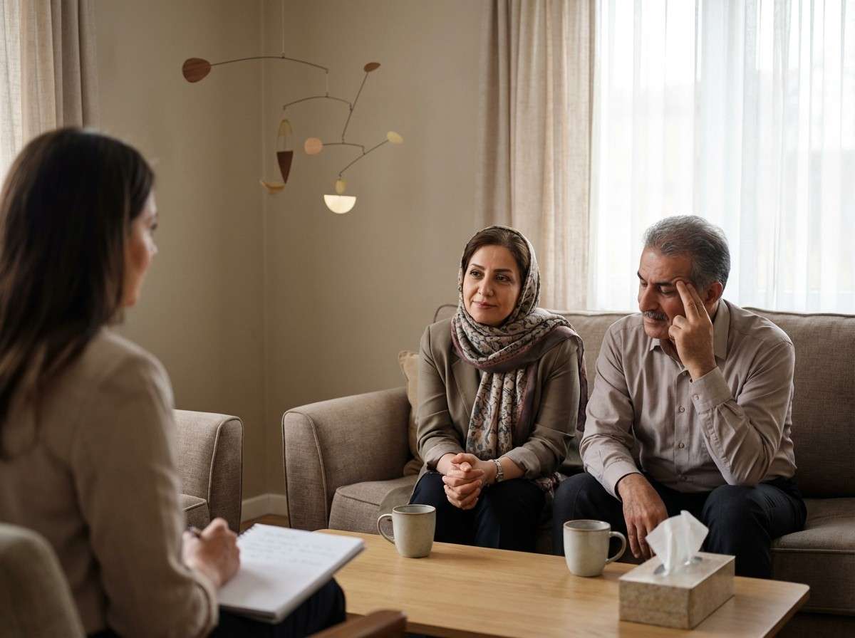 یک آویز متحرک متعادل که با حرکت یک جزء، بقیه اجزا نیز به آرامی حرکت می‌کنند، نماد سیستم خانواده.